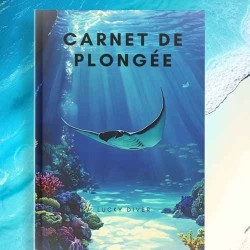 carnet de plongee PADI avec raie manta en couverture