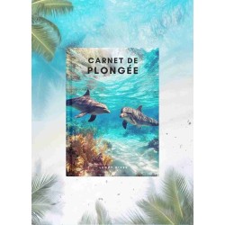 carnet de plongée PADI avec dauphins en couverture