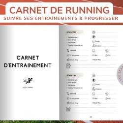 journal d entrainement de course avec allure , vitesse , fréquence cardiaque FC Max VMA VO2Max